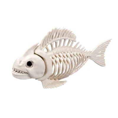 Imagen de Boland 72400 Esqueleto de pez, tamaño 24 cm, boca móvil, plástico para decoración Halloween, carnaval o fiesta temática