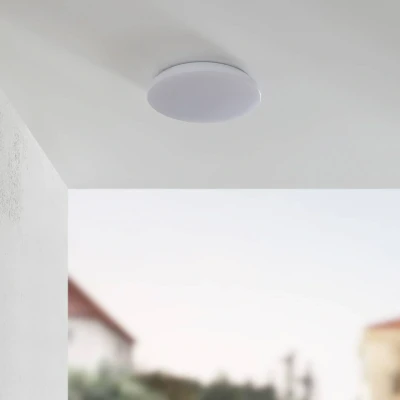 Imagen de Plafón para exterior Lindby Doki LED, 26 cm, blanco, plástico