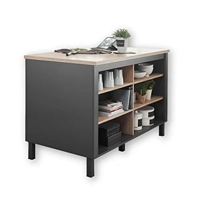 Imagen de Stella Trading Bilberry Moderno en Aspecto, Color Amplio Armario de Cocina con Mucho Espacio Almacenamiento, Madera ingeniería, Roble Sonoma/Antracita, Kücheninsel