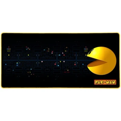 Imagen de Konix Pac Man Alfombrilla de ratón Gaming XXL 90 x 46 cm Base Antideslizante Caucho Negro y Amarillo
