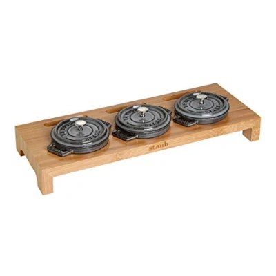 Imagen de Staub ミニ ココット用 スタンド バンブー Soporte minicocottes Redondas, Bambú, Marrón, 42 cm