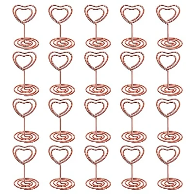 Imagen de Lahviuu Soporte para Tarjetas de Lugar,20 pcs Soportes Números Mesa Sostenedor Foto Pinza Mini Portatarjetas Lugar Metal Memo Clip Holder,para Bodas Restaurantes Cumpleaños,Oro Rosa