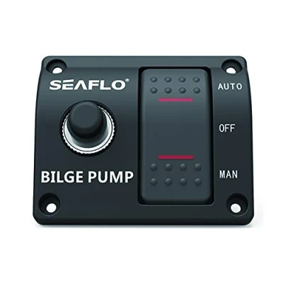 Imagen de Seaflo Panel de interruptor bomba achique 3 vías (automático parada manual), 12 V 24 V, circuito integrado 15 A