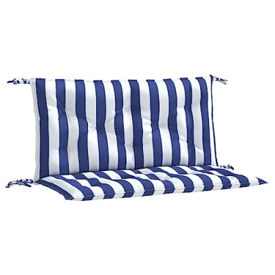 Imagen de vidaXL Cojines Banco jardín 2 uds Tela a Rayas Azul Blanco 100x50x7 cm