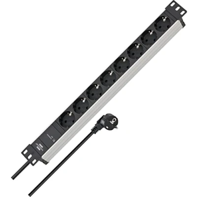 Imagen de Brennenstuhl ALU Line regleta de enchufes con 8 Tomas y protección contra sobretensión (regleta eléctrica en Formato 19 Pulgadas Cable 2m)