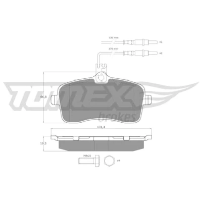 Imagen de TOMEX brakes TX 14 67 Juego de pastillas freno Eje delantero con contacto aviso desgaste incorporado tornillos pinza