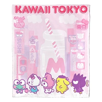 Imagen de Northwest Sanrio Hello Kitty Manta de Seda al Tacto, 50 x 60 Pulgadas, Kawaii Tokio