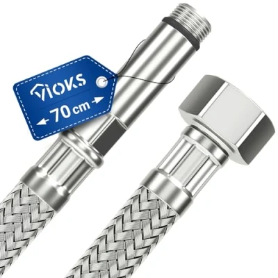 Imagen de Stainless flex steel reinforced hose 70 cm with 1/2&quot; Nut and M10 Male connection suitable for drinking water