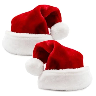 Imagen de happymas 2 gorros de Papá Noel, color rojo, talla unisex, para Navidad, fiestas Navidad y mercado adultos niños