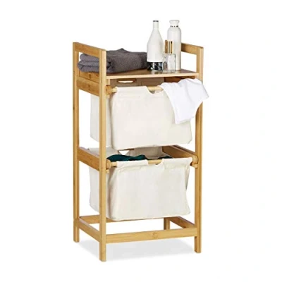 Imagen de Relaxdays Centro de lavandería, Mueble para la colada, Deslizable, Portátil, 25L, 1 Ud., Marrón