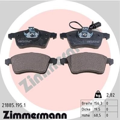 Imagen de ZIMMERMANN 21885.195.1 Juego de pastillas freno con contacto avisador desgaste Foto correspondiente a la entrega VOLKSWAGEN: Transporter 4