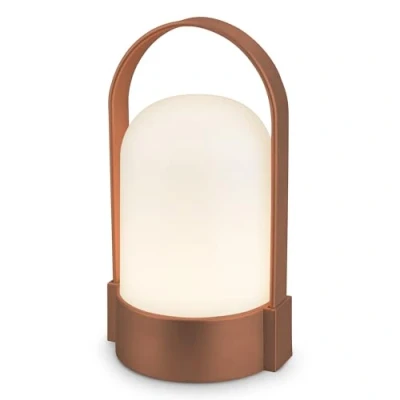 Imagen de Briloner lámpara de mesa LED inalámbrica IP44, táctil, regulable, batería reemplazable, noche, lectura, LED, camping, batería, 9x8x15,5 cm, marrón metálico