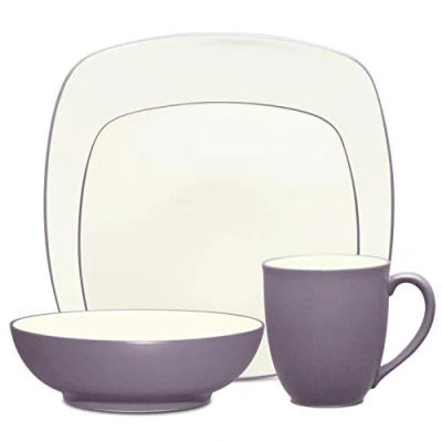 Imagen de Noritake Colorwave Juego de 4 platos cuadrados, color ciruela