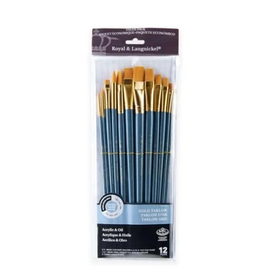 Imagen de Royal &amp; Langnickel RSET 9313 Set de brochas mango, taklon, medio (12 piezas) color dorado