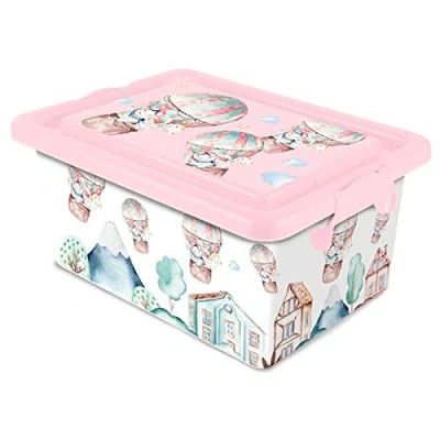 Imagen de Tradineur Caja de almacenamiento Diseño Volar Capacidad 7,5 Litros Fabricado en España Contenedor para almacenar juguetes, libros, ropa, mantas