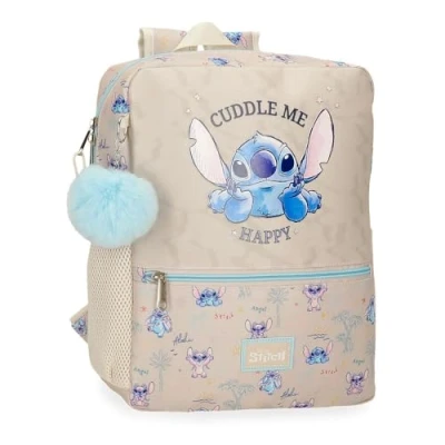Imagen de Disney Joumma Stitch Cuddle Me happy Mochila Escolar Beige 25x33x12 cms Poliéster