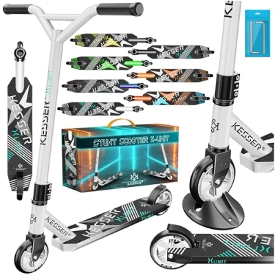 Imagen de KESSER® Scooter Funscooter Stuntscooter X Limit, conducción de 360 con cojinetes Bolas ABEC 9, Ruedas PU 100 mm, Patinete Robusto, Ciudad, Trucos para niños y Adulto