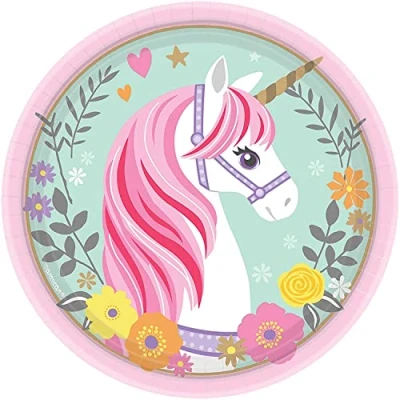 Imagen de amscan 541929 Platos de papel para fiesta cumpleaños unicornio mágico (8 unidades)