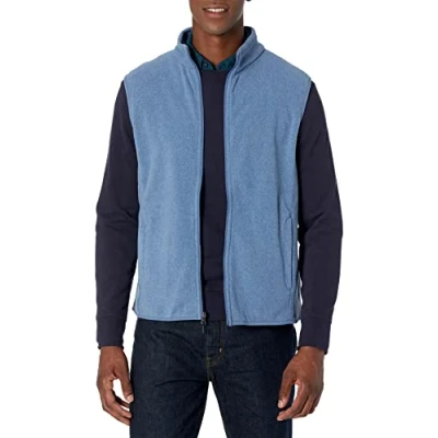 Imagen de Amazon Essentials Chaleco de Forro Polar con Cremallera Completa (Disponible en Tallas Grandes y Largos Especiales) Hombre, Azul Mezcla, XXL