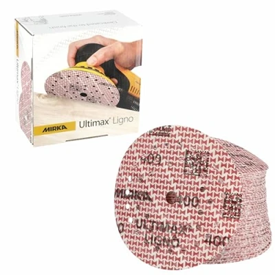 Imagen de Mirka Ultimax Ligno Ø 125mm discos de lija Velcro Multifit/grano 400/100 piezas/multiperforación/para lijar superficies madera