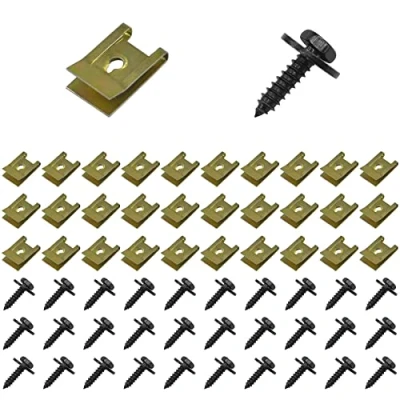 Imagen de 30 Juegos de Tornillos Guardabarros Carrocería Automática, Metal y Abrazadera en U para
