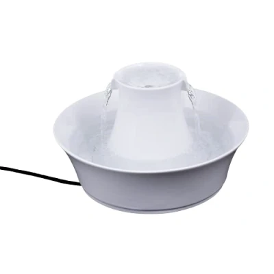 Imagen de PetSafe Fuente de Cerámica para Perros y Gatos Drinkwell Avalon 2L Bebedero 2 Boquillas Animales Fácil Limpiar Blanco