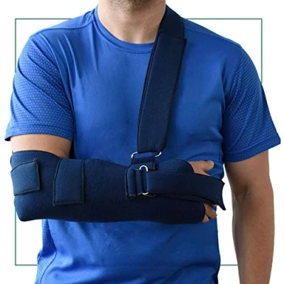 Imagen de Ortones Cabestrillo Sling para Hombro o Brazo Izquierdo y Derecho Inmovilizador Bilateral Sujeción Soporte Ajustable Talla universal Color Azul