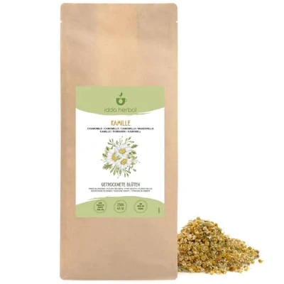 Imagen de Infusión de Manzanilla (250g), Té Suelto Hierbas Manzanilla, Flores Enteras Primera Calidad, 100% Naturales y Puras Para la Preparar