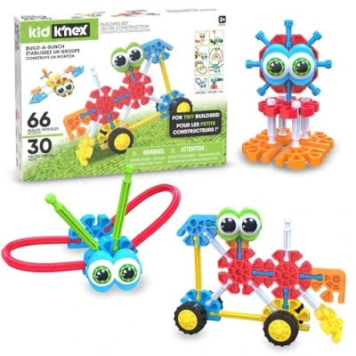 Imagen de Kid K&#039;NEX, Juego Build a Bunch, Basic Fun, 85422A, modelos de vehículos y personajes animales juguete para juegos creativos, juguetes construcción aptos niños niñas partir 3 años