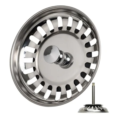 Imagen de Cesta de tamiz Fregadero, Ø 82 mm, 55 97 mm Tornillo, Altura Ajustable, Clavija Espiga 7,8 Color Plata, tapón Fregadero Acero Inoxidable, colador Drenaje fregaderos Cocina