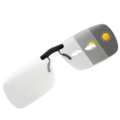 Imagen de JM Sin Marco Rectángulo Clip en Gafas de Sol Ligero Peso Polarizadas Anteojos Hombre Mujer（Fotocrómico Gris