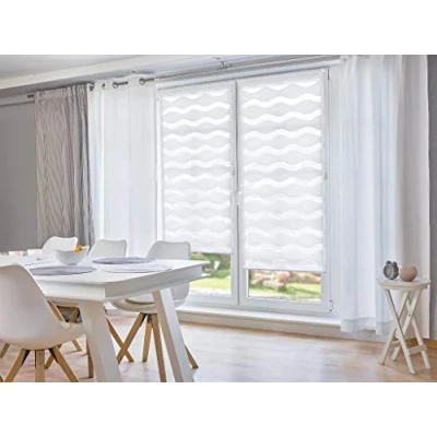 Imagen de K home Klemmfix Estor Doble (Onda sin taladrar Color Blanco 80 cm X 150 (B L)