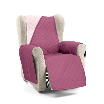 Imagen de S &amp; T Funda Sillon Relax Sofa 1 Plaza Berenjena Orejero Protector Acolchado y Reversible Antiácaros Cubre 100% Poliéster Fabricado en España