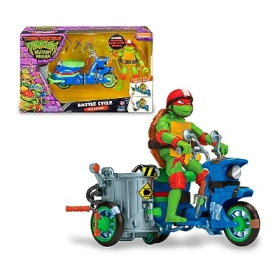 Imagen de Tortugas Ninja Battle Cycle, Vehículo Modular con Sidecar y Figura de Raphael, Moto Cubo Desmontable, Accesorios Personaje la película Caos mutante, 4 años, Famosa (TU803200)