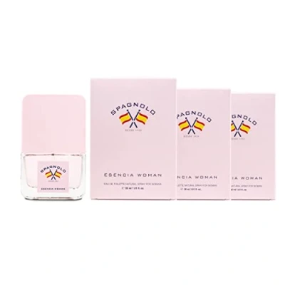 Imagen de SPAGNOLO Esencia Woman, Colonia Mujer, Pack de 3 x 30 ml, Formato Viaje en Spray, Perfume Eau Toilette Natural y Femenina, Aroma Floral Afrutado, Fragancia Fresca Larga Duración