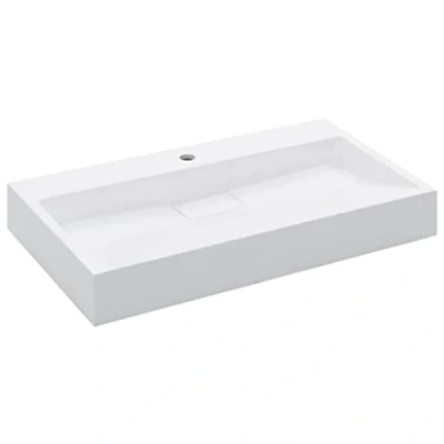 Imagen de vidaXL Lavabo Resina Mineral/Mármol Baño Servicio Fregadero Pieza Fontanería Bricolaje Instalación Decoración Grifería Sanitario 80x46x11 cm Blanco
