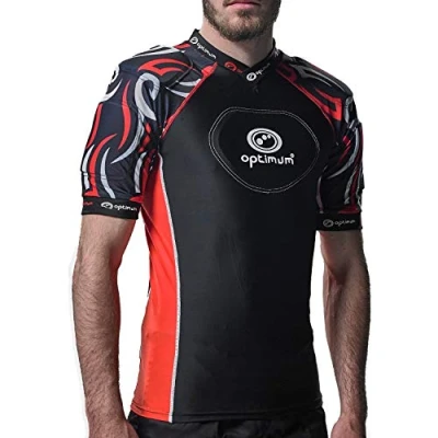 Imagen de OPTIMUM Razor Protective Top Hombreras Protectoras para Hombre, Black/Red, Medium