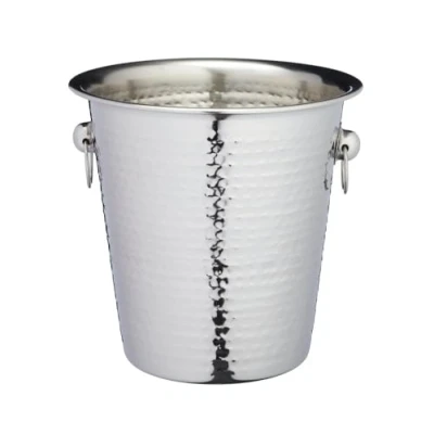 Imagen de BarCraft Champagne Bucket, Soporte Enfriador de Vino Acero Inoxidable con Acabado Martillado, 4 Litros Capacidad, 21 x 20.5 21cm, 1 Cantidad