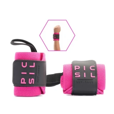 Imagen de PICSIL Muñequeras para Cross Training, Soporte de Muñeca con Agarre Pulgar, Hecha Nylon Elástico, Ideal Musculación, Boxeo, Calistenia, Gimnasio, Previene Tendinitis, Unisex (Rosa)