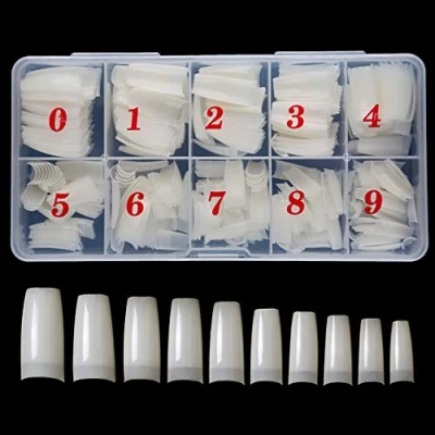 Imagen de 500 Piezas Natural Uña Falsa Tips Uñas,Acrilicas Uñas Postizas Artificial Puntas de con Caja para Mujeres,Acrilicas Naturales,para Salones Uñas,10 Tamaños