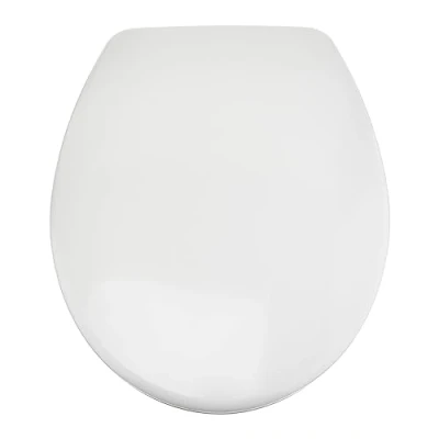 Imagen de Amazon Basics En forma de O Asiento inodoro cierre suave, resistente, liberación rápida, material urea, tamaño universal, Color Blanco, 37 x 42.5 cm