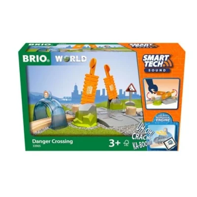Imagen de BRIO WORLD Cruce de Peligro Smart Tech Sound, Accesorios para Circuito Tren BRIO, aplicación,, locomotora y tùneles acciòn programar personalizar los sonidos colores, 5Piezas, 3+ Años
