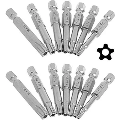 Imagen de Bestgle 2 Juego de 7 puntas hexagonales Torx con punta destornillador T10 T40, seguridad magnética a prueba manipulaciones, 50 mm