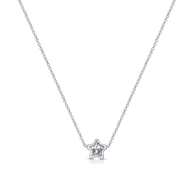 Imagen de Amberta Collar con Colgante Solitario para Mujer en Plata de Ley 925 Circonita Cúbica AAA: Diamante Simulado Forma Estrella