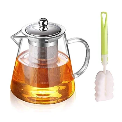 Imagen de Teiera in Vetro con infusore resistente al calore, rimovibile, Borosilicato trasparente, per tè e foglie fiore, vetro, 750ML