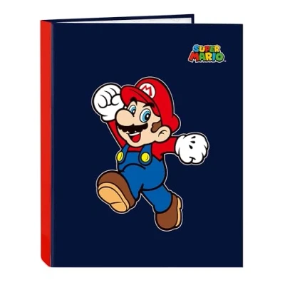 Imagen de SUPER MARIO WORLD Carpeta con Folios 4 Anillas, Ideal para Niños de Diferentes Edades, Cómoda y Versátil, Calidad Resistencia, 26.5x33 cm, Color Azul marino