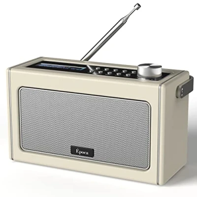 Imagen de Radio Portátil Vintage Dab/Dab+ &amp; FM con Bluetooth, Digital Retro Batería Recargable, hasta 15 Horas de Reproducción, Transistores