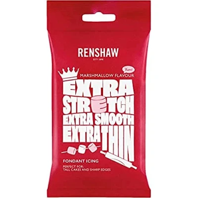 Imagen de Renshaw Glaseado de fondant extra elástico, suave, extrafino, con sabor a malvavisco, blanco, 1 kg (paquete 1)