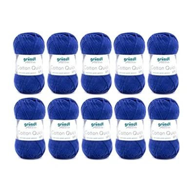 Imagen de Gründl Cotton Quick Uni Paquete ovillos Unidades, Color Azul Marino Hilo de Tejer a Mano, Medio, Navy, 10 x 50g, 500