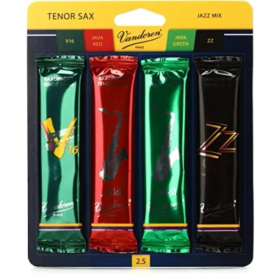Imagen de VANDOREN srmixt2 Tenor Sax Jazz Reed Mix Tarjeta incluye 1 cada ZZ, V16, Java y rojo fuerza 2